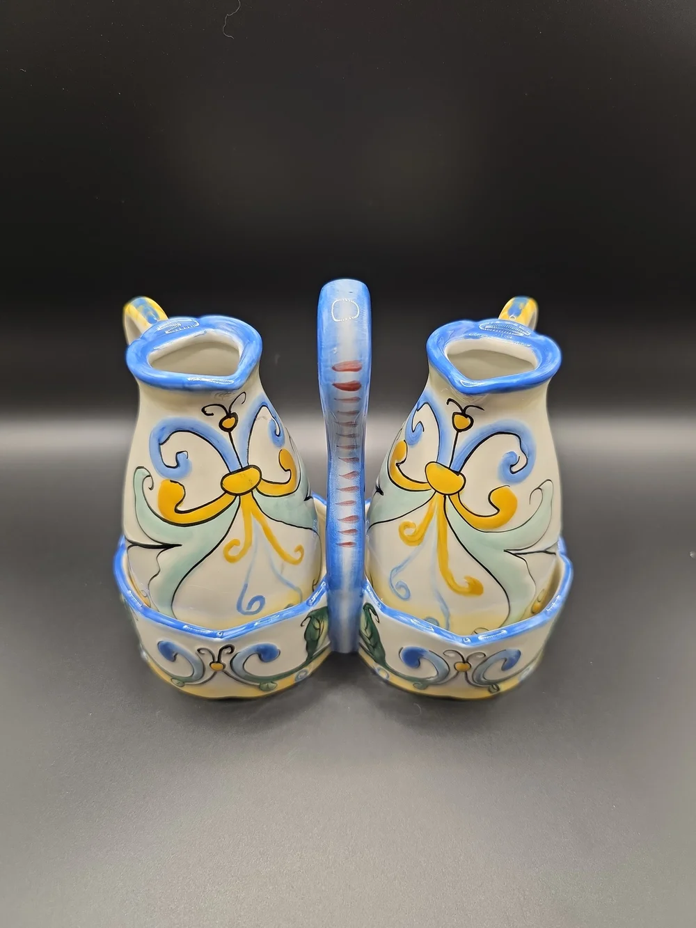 Fitz And Floyd Ricamo Ceramic Oil And Vinegar Cruet Set